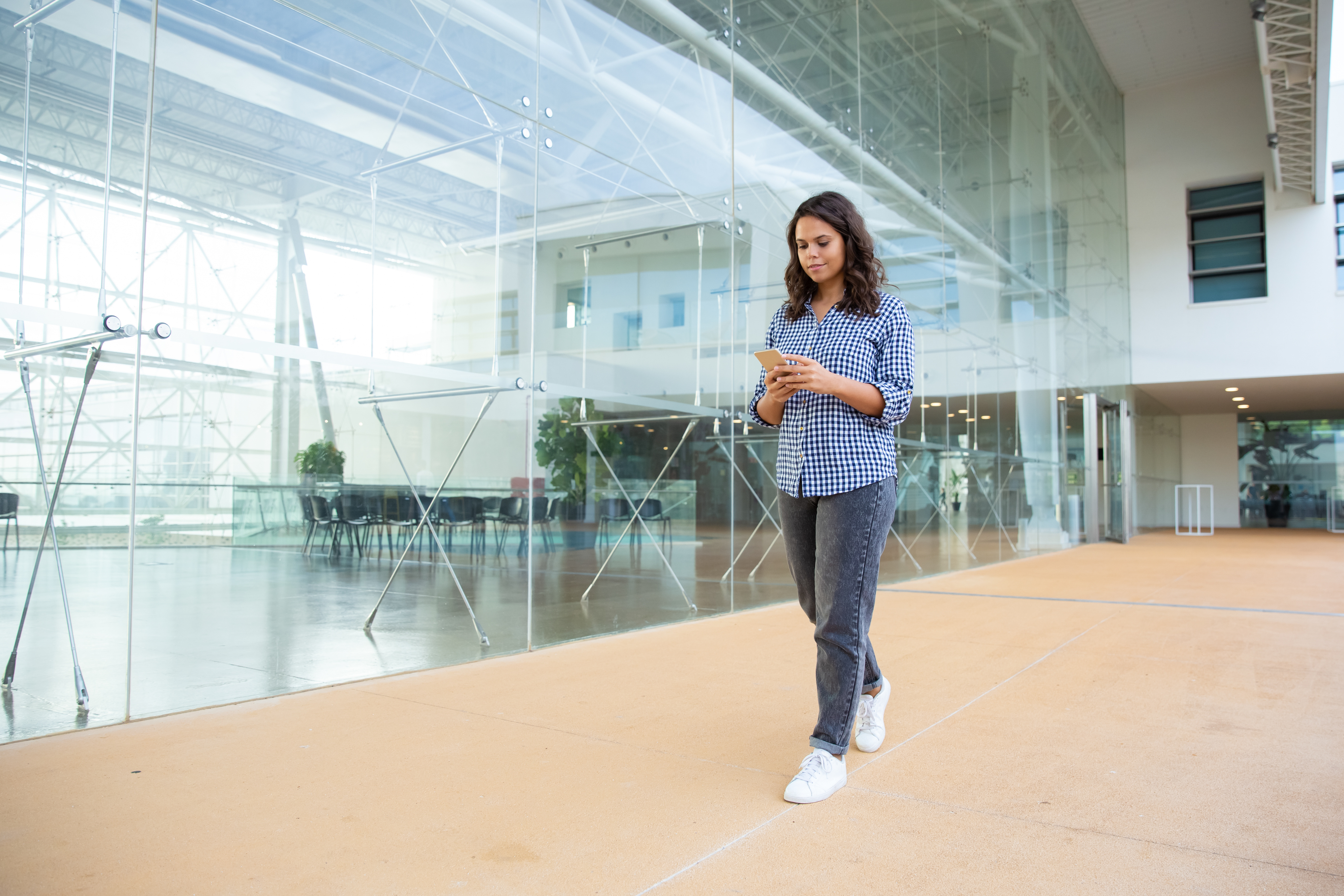 Young girl taking a self-guided tour throughout an apartment property with Pynwheel Self Tour