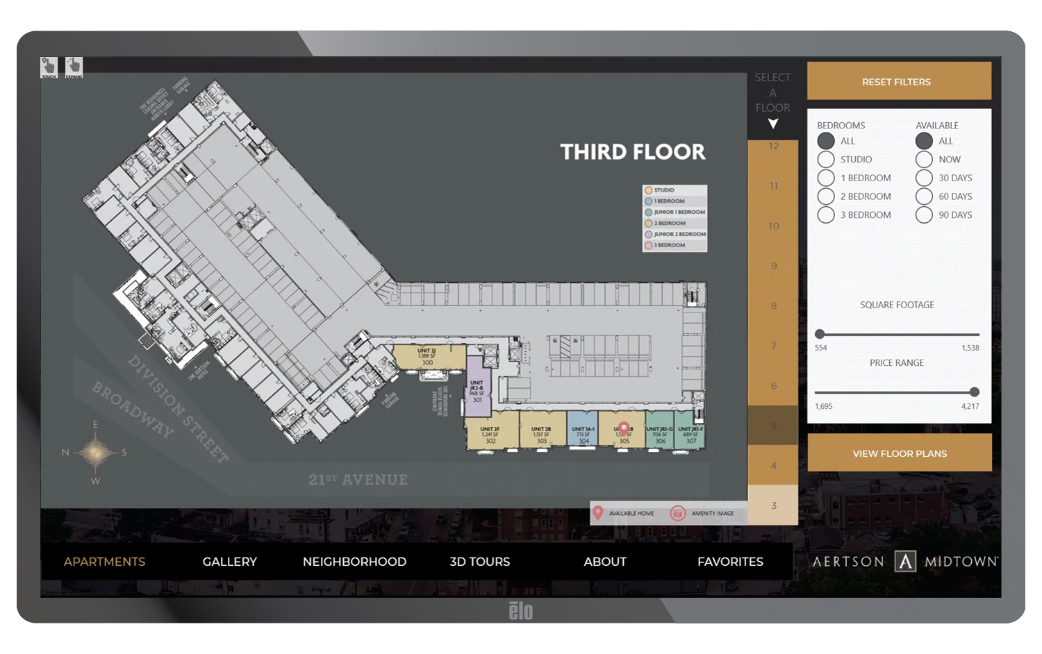 Pynwheel touchscreen interactive property map- Expressionist design