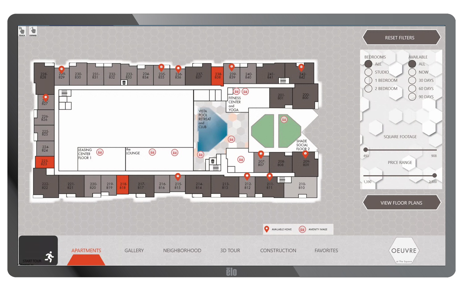 Pynwheel touchscreen interactive property map- Expressionist design