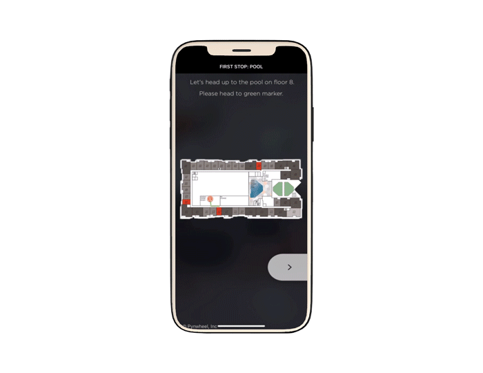 Pynwheel Self Tour app on smartphone showing information about property grills