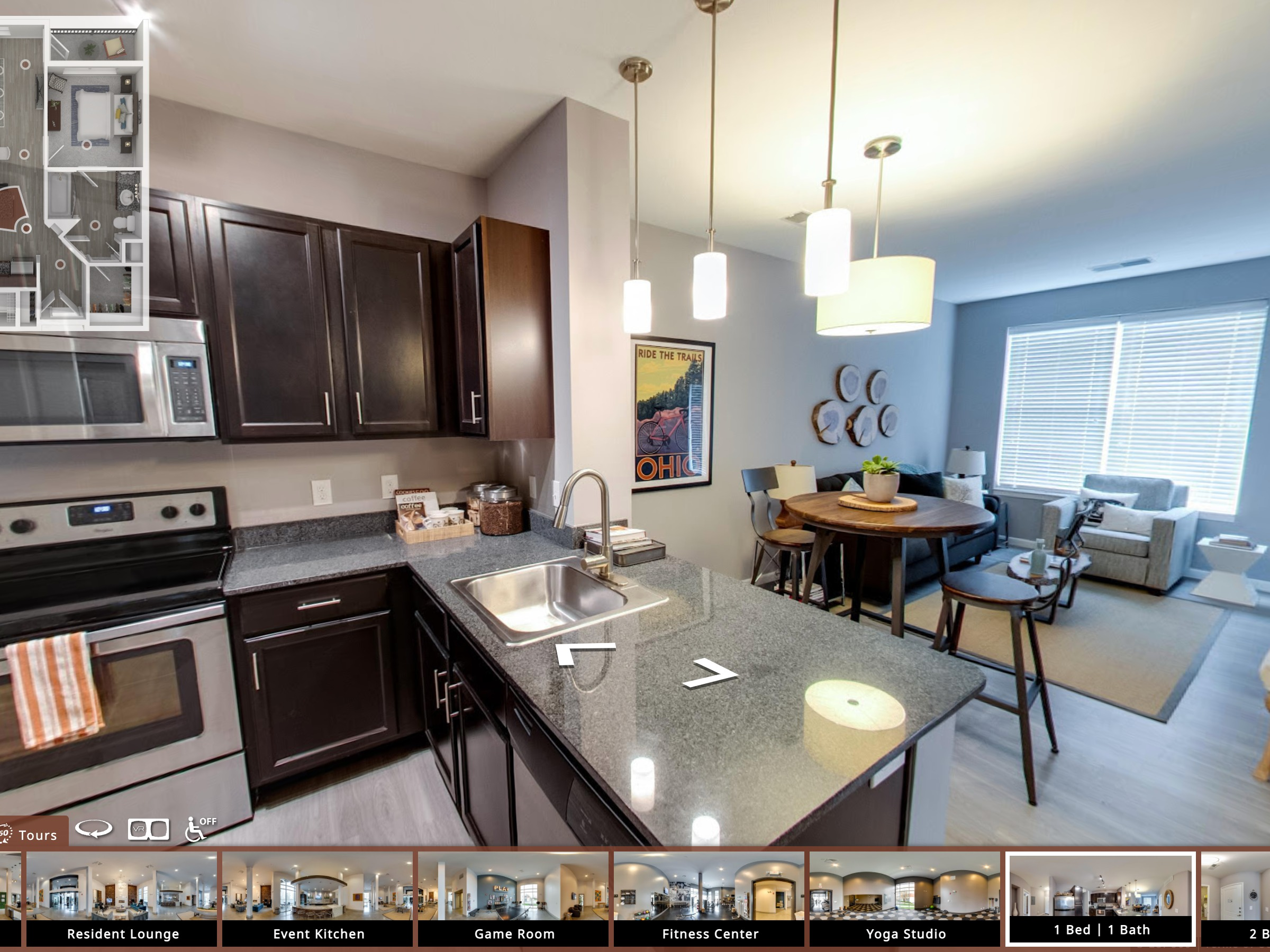 Screenshot of a 3D panoskin tour of an apartment unit